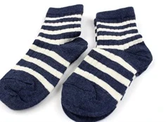 MP dark denim melange strømper uld striber (2-pak)